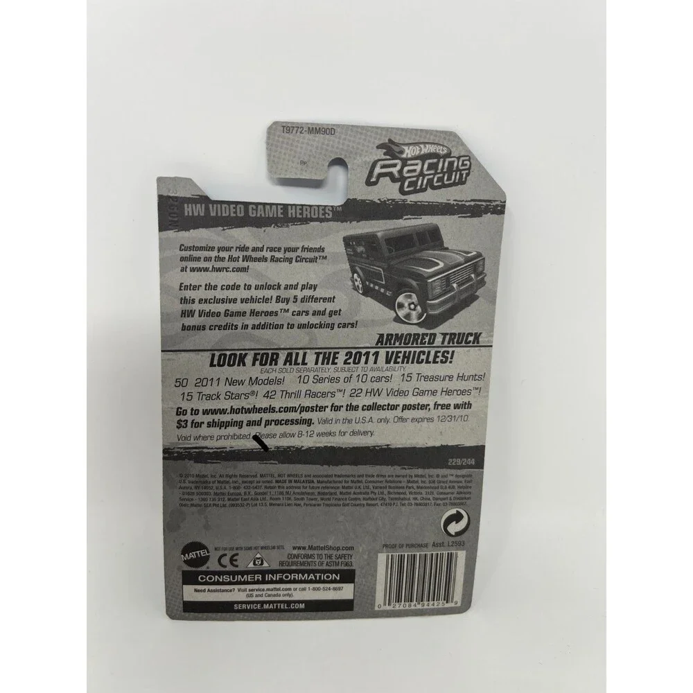 2011 Hot Wheels Armored Truck HW Video Game Heroes Die Cast #229/244